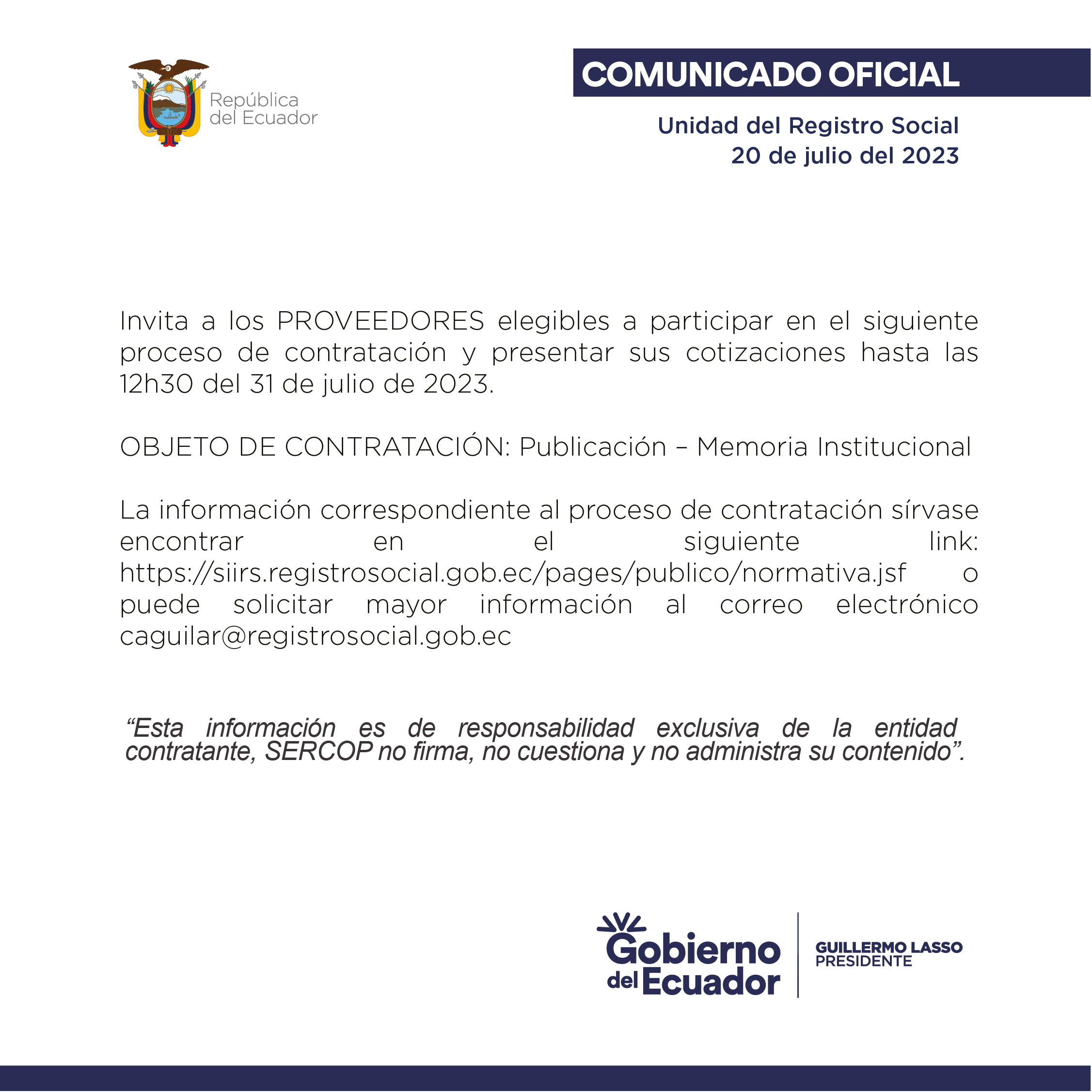 Biblioteca – Servicio Nacional de Contratación Pública